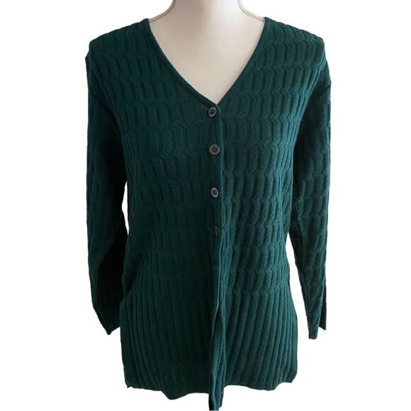Norm Thompson Cable Knit Cardigan Sweater Italy Size Small - Picture 1 of 6